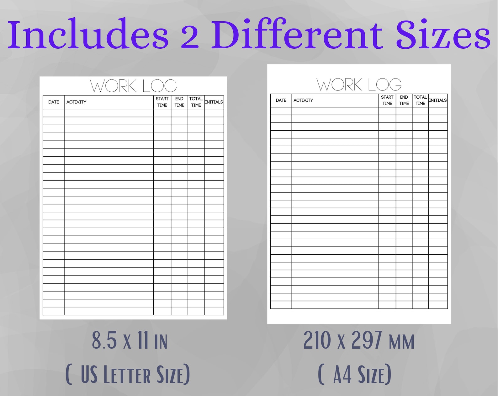 Printable Work | Time Log and Tracker | Activity Hours Log Printable ...