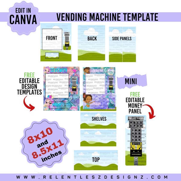 Vending Machine Template, Mini 8x10 and 8.5x11 Easter Vending Machine, 8.5x11 Birthday Vending Template,  Edit In Canva Template, Pdf, Png