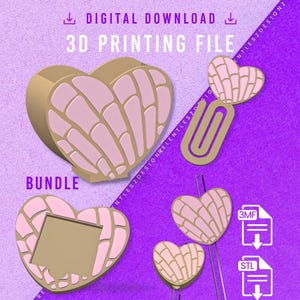 Heart Concha BUNDLE STL File, 3D Printable, 3MF File Included, Set