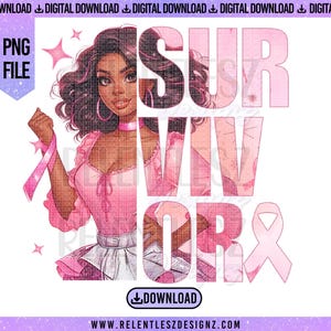 Survivor, Pink, BCA, Breast Cancer Awareness, Ribbon, African American, Png, T-shirt Design, Tshirt
