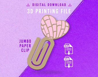 Heart Concha Jumbo Paper Clip STL File, 3D Printable, 3MF File Included