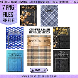 Male Happy Birthday Jumbo Candy Treat Card 7 Bundle, PNG Digital Files, 11x14 resizable, Husband, Father, Brother, Male, Masculine, For Him