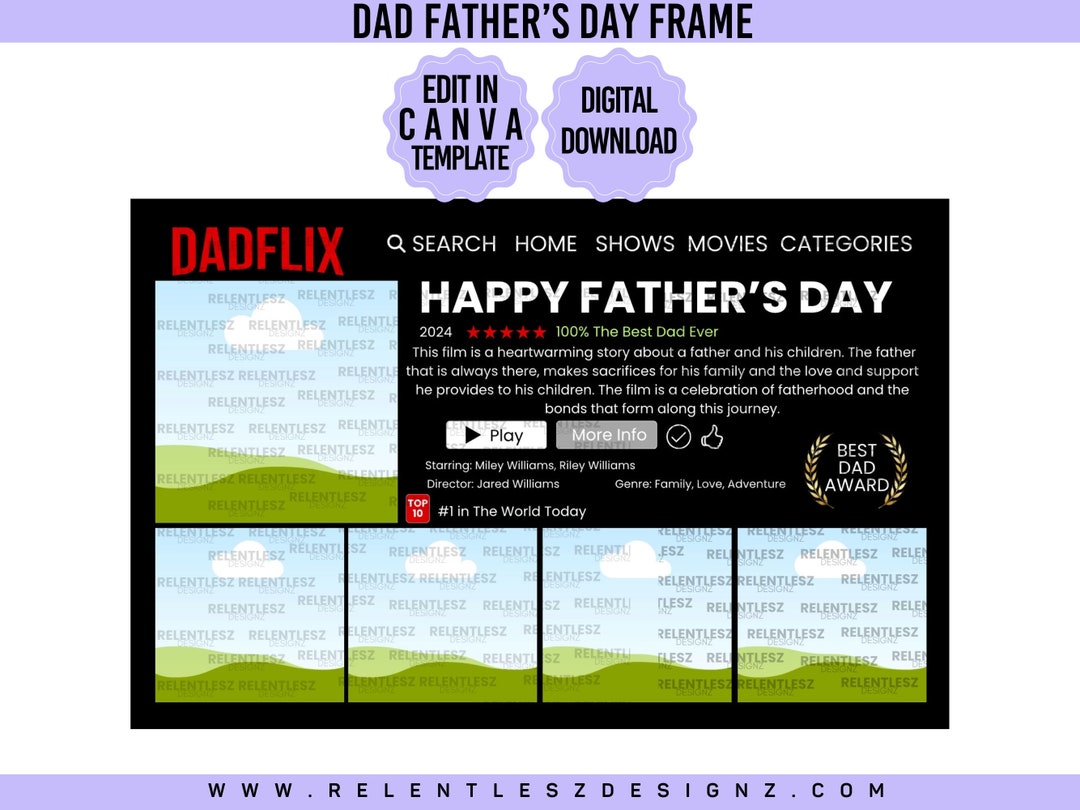 Dad Frame Father’s Day Frame Template, Edit in Canva, Best Dad Ever ...
