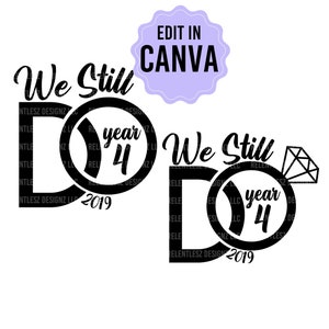 We Still Do Anniversary Design Editable Canva Template PDF File his/hers rings t-shirt for men and women
