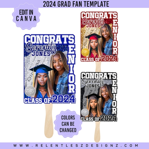 Graduation Fan Template, Grad Fan, Grad Design, Senior Template, Edit In Canva, Pdf