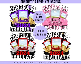 編集可能な卒業式Tシャツデザインテンプレート、Canva Pro（PDF）