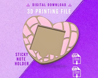 Heart Concha Sticky Notepad Holder STL File, 3D Printable, 3MF File Included