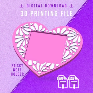 Talavera Herz Sticky Notepad Halter STL-Datei, 3D druckbar, 3MF-Datei enthalten