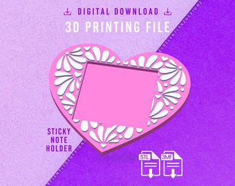 Talavera Heart Sticky Notepad Holder STL File, 3D Printable, 3MF File Included