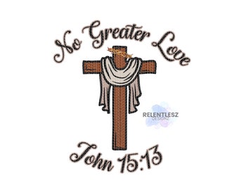 Cruz cristiana SVG PNG: No hay amor más grande, archivo de corte religioso (descarga digital)