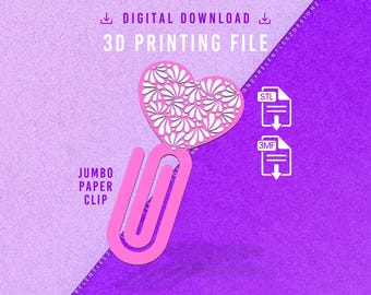 Talavera Heart Jumbo Paper Clip STL File, 3D Printable, 3MF File Included
