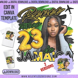 Jamaica Birthday Design Template, T-shirt Design, Styrofoam Cup Design, Foam Cup, Edit In Canva, Png, PDF, Birthday Trip, Destination