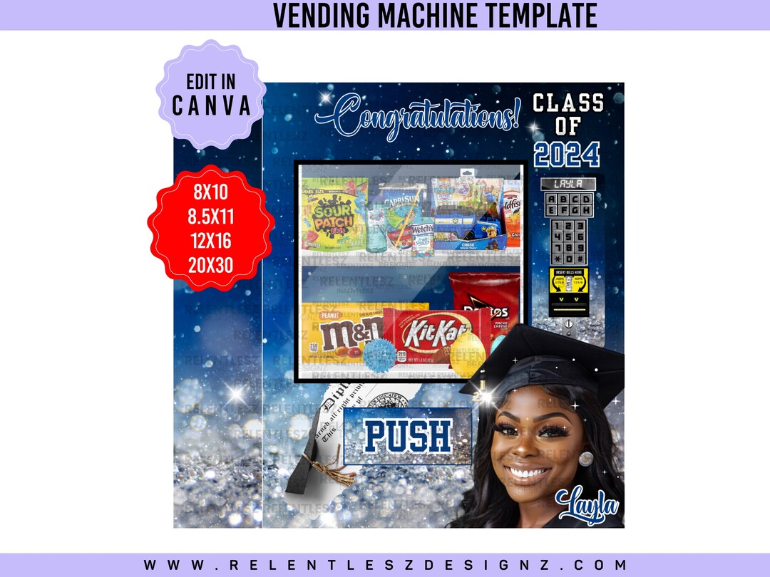 Graduation Vending Machine Template, Class Of, Canva (PDF) - Etsy
