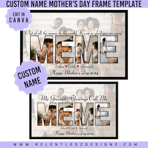 Custom Name Mom Photo Collage, Frame Template, Mother’s Day Picture Frame, Viral Frame, Mom Frame, Edit In Canva Template, Pdf