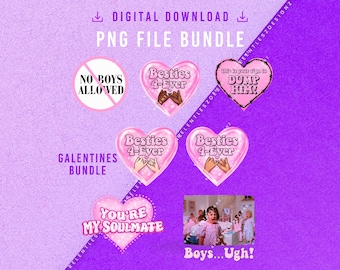 Galentines PNG Bundle, No Boys Allowed, Besties 4-Ever (Digital Download)