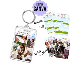 Custom Photo Keychain Gift, Google Search Template (Digital Template Download)