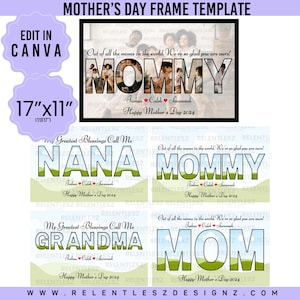 Mom Photo Collage, Mommy Frame Template, Mother’s Day Picture Frame, Viral Frame, Mom Frame, Edit In Canva Template, Pdf