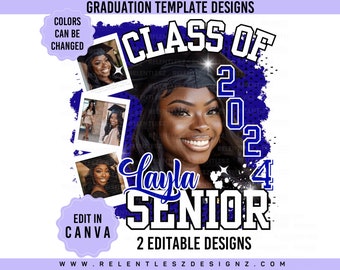 Graduation Template, Digital Download, T-shirt Design, Grad Template, Grad Szn, Senior Template,  Edit In Canva Template, Pdf, Png 2 Files
