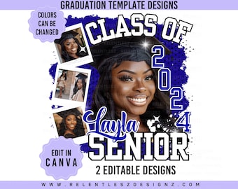 編集可能な卒業式Tシャツテンプレート、Canva Proデザイン（PDF、PNG）