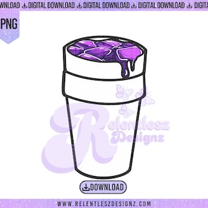 Purp Drank Png, bevanda viola, cubetti di ghiaccio, doppio bicchiere di polistirolo, file PNG, magro, design PNG Bevi nella mia tazza