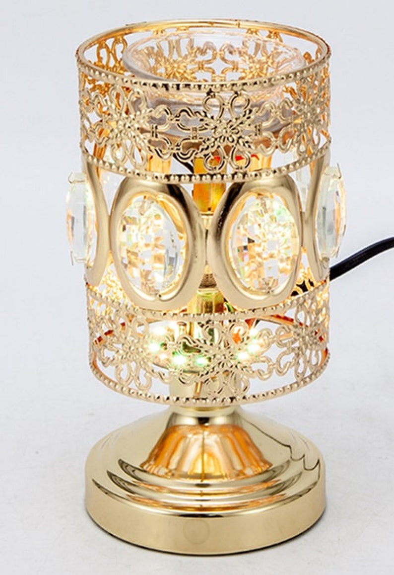 Gold and Crystal Oil Burner Elegant Gold Wax Warmer Crystal Oil Burner