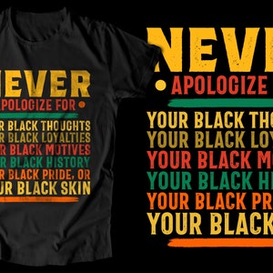 Never Apologize/PNG/Digital Print/Black History/Black Family/Vector Digital Download