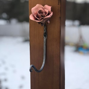 Hand forged copper rose wall hook