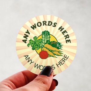 Anpassbarer Retro Gemüseaufkleber - Personalisiertes Lebensmitteletikett - Fügen Sie Ihren Text hinzu