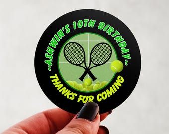 Tennis Birthday Stickers | Personalized Party Favor Labels