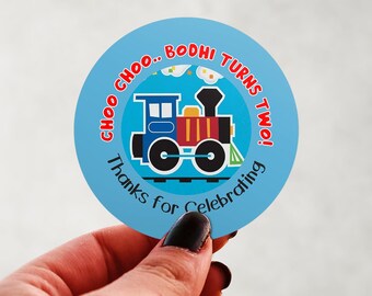 Choo Train Birthday Stickers | Personalized Train Party Favor Labels
