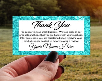 Custom Teal Thank You Business Cards - Personalized Inserts