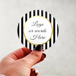 Custom Business Stickers -Small Business Thank You Glossy Round Labels -Printed Personalized Product Packaging -Logo -Striped -Small -Large