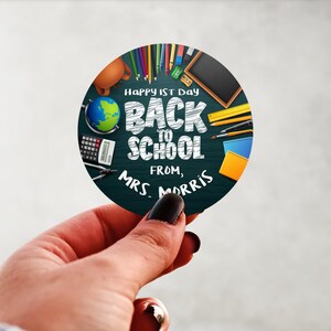 Physical Product-Personalized First Day of School Teacher Round Labels Class Welcome Stickers Glossy Custom Classroom Supplies Design