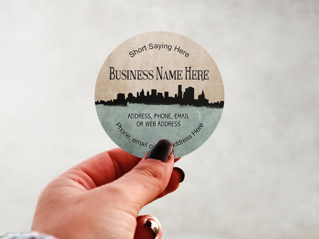 Custom Business Stickers – Glossy Round Labels, City Skyline Design - Etsy