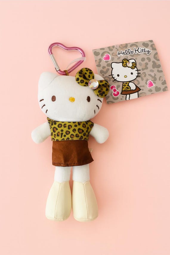 Hello Kitty Keychain, Leopard Dress, Bag Charm, Birthday 