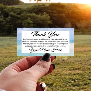 Rectangulaire personnalisé Merci pour vos cartes de visite Inserts-Beach Ocean Water Custom Rectangle-Small Business-Positive Etsy Reviews