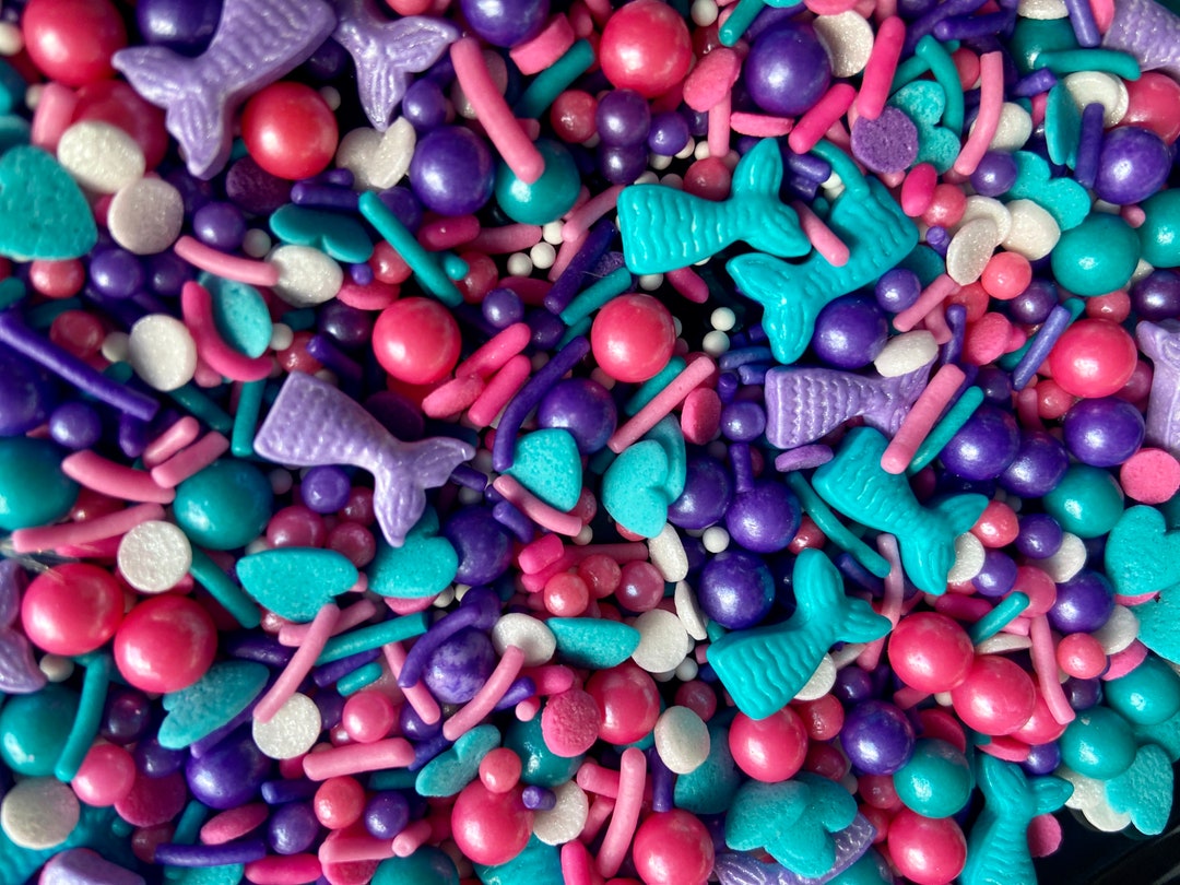 Custom Mermaid Sprinkles Jimmies Pink, Purple, Teal, Blue, White