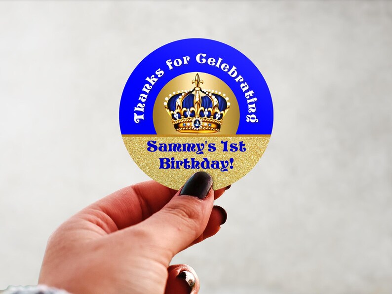 Prince Circle Sticker Prince Crown Birthday Stickers | Royal Favor Labels - Etsy