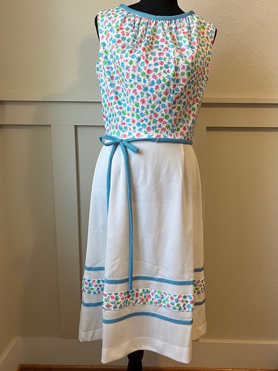 70’s Blue and White Midi Dress