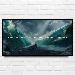 Modern Christian Poster Art Work - Moses And The Red Sea | Bible Verse Print, Motivational Wall Art, Mens And Pastors Gift, Office Decor