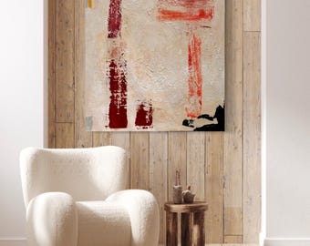 Groot acrylschilderij, abstracte kunst, acrylverf, canvas, uniek, 100 x 120 cm