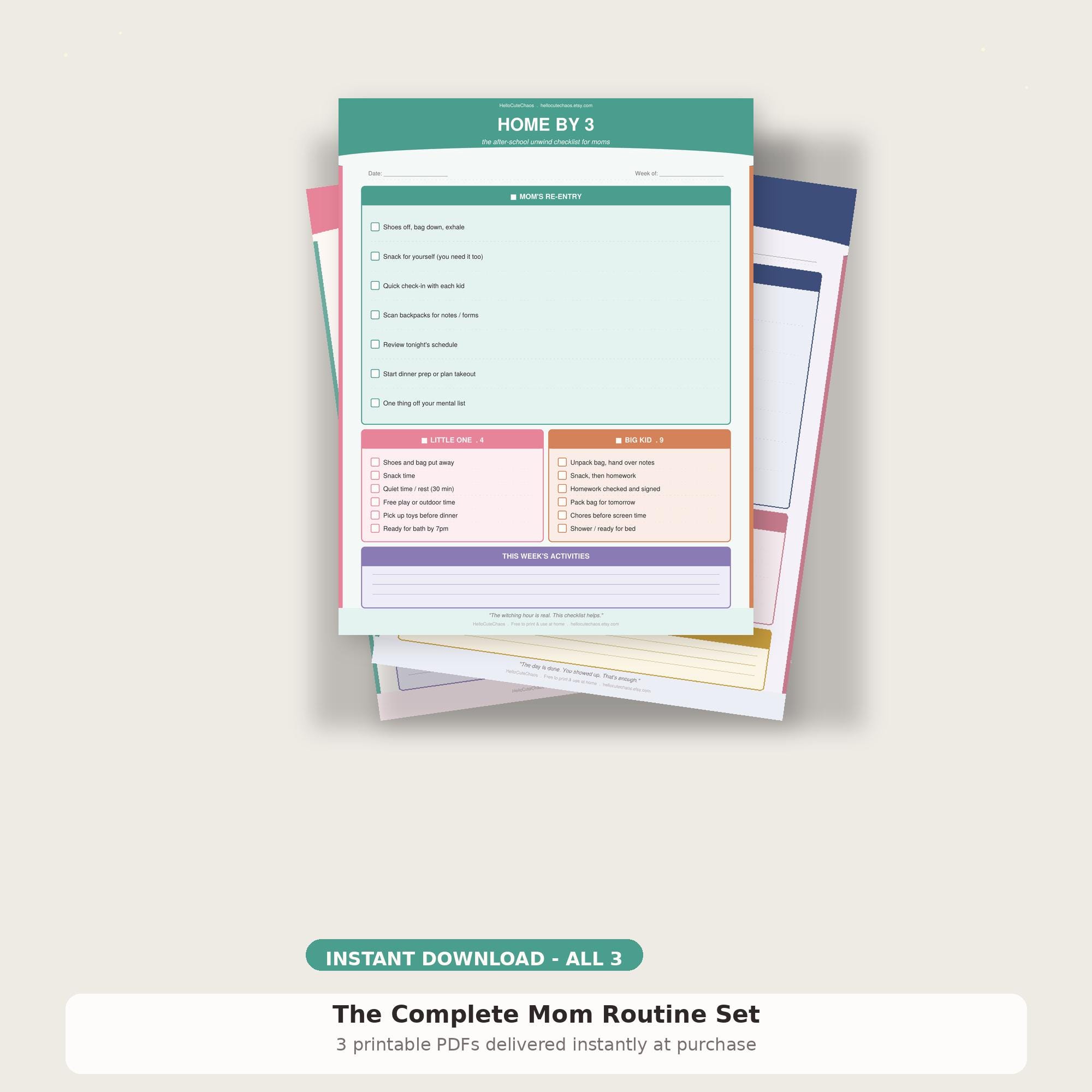 Mom's Daily Routine Checklist Bundle | Morning, After School, Bedtime ...