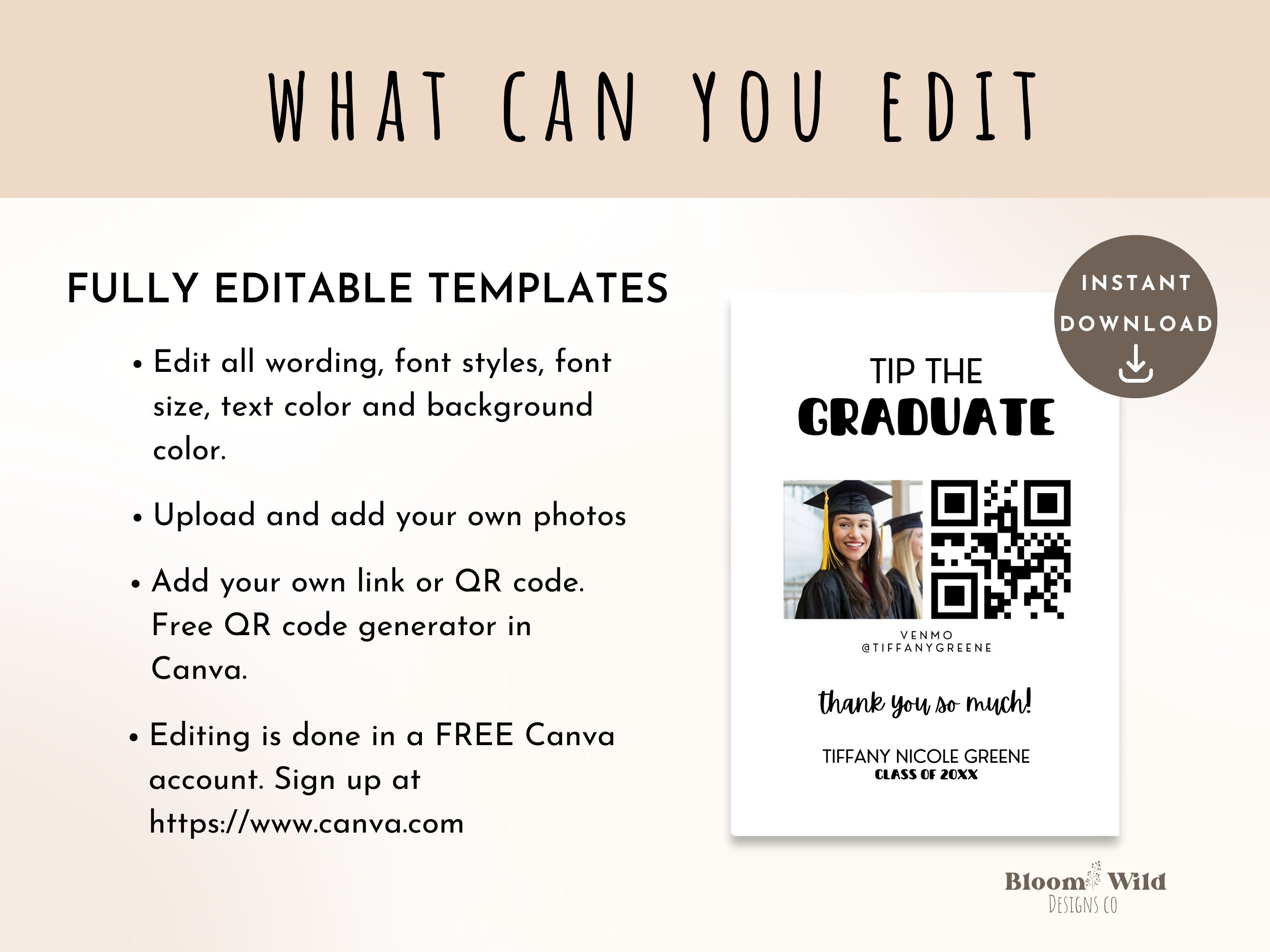 Qr Code for Grad Party, Venmo Qr Code Sign Graduation, College Fund QR ...