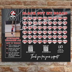 Fundraiser-Vorlagen Vollball, Black Out My Board Fundraiser bearbeitbar, füllen meinen Volleyball-Flyer, personalisierte Volleyball-Vorlage Canva Bild 10