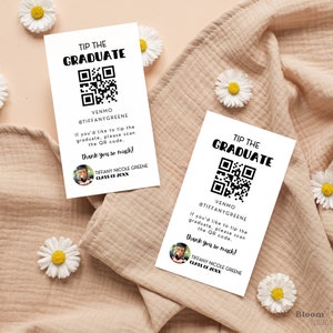 Abschluss-QR-Code-Einlage, Abschlusskarten-Einlage, Tip The Graduate-Kartenvorlage, Venmo QR-Code Boho, Paypal-Geschenk, College-Fonds-Beilage
