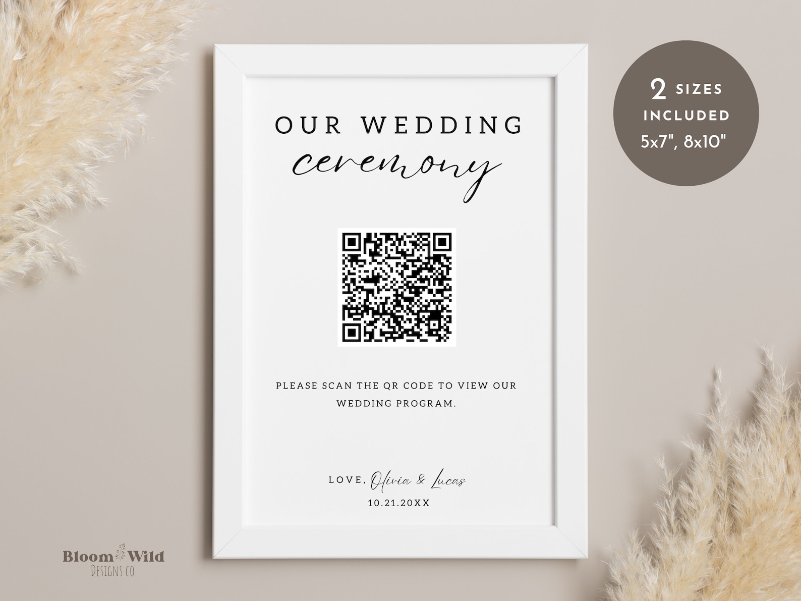 Qr Code Wedding Program Sign Canva, Wedding Ceremony Template QR Code ...
