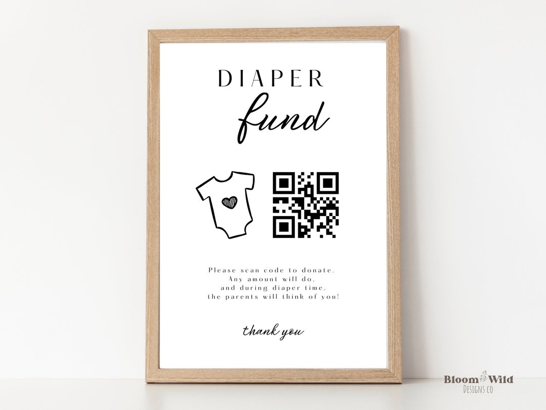 Diaper Fund Sign Canva, Baby Shower Venmo Sign, Printable Minimalist