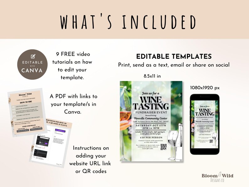 Wine Tasting Canva, Wine Tasting Fundraiser, Silent Auction Flyer ...
