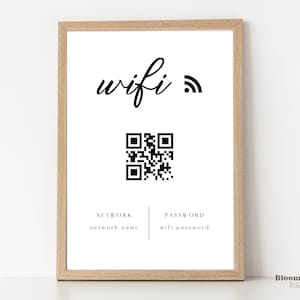 Wifi Sign QR code Canva, Wifi Password QR code Sign, Wifi Qr Code Sign Printable, Small Business Internet Template, Minimal Wifi Sign QR