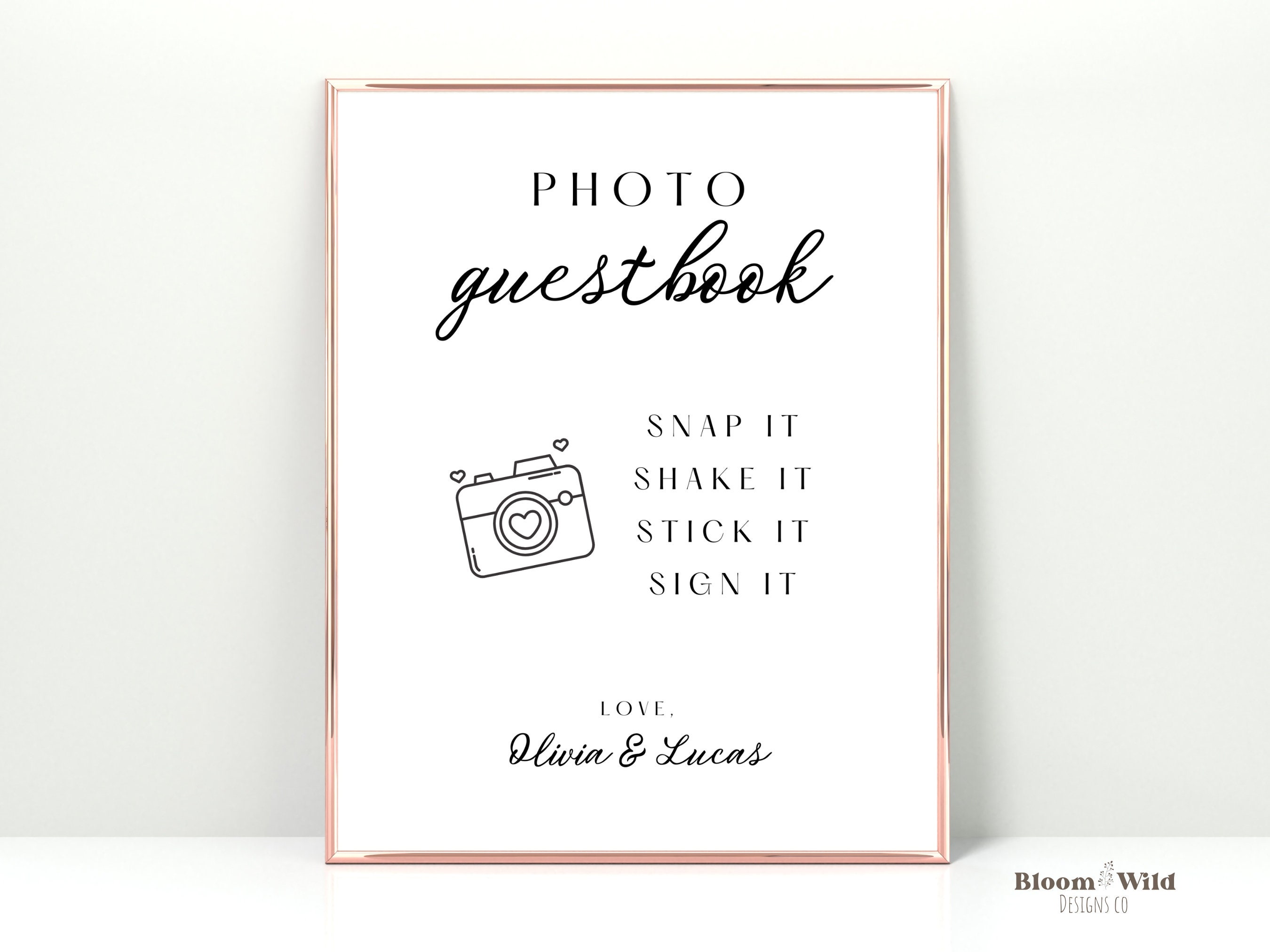Photo Guestbook Sign Canva Polaroid Wedding Template Sign photo
